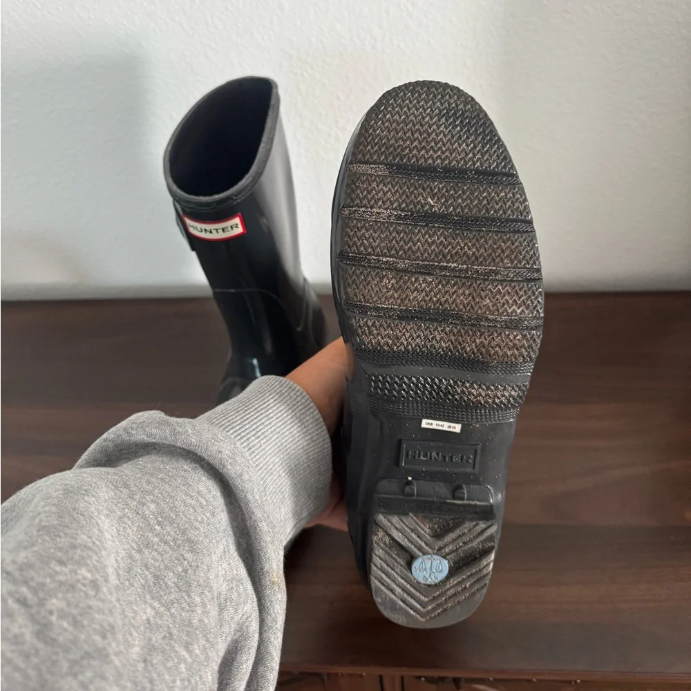 Hunter Original Short Gloss Rain Boots Black Women's Size 10